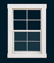 Image of a white-framed 24" x 36" sliding window for Sheds.
