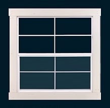 Image of a white-framed 36" x 36" sliding window for Sheds.