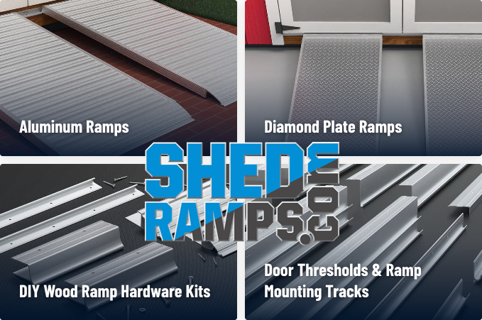 Image of ShedsRamps.Com Aluminum, Diamond Plate, DIY Wood Ramp Hardware Kits, and Door Thresholds & Ramp Mounting Tracks.