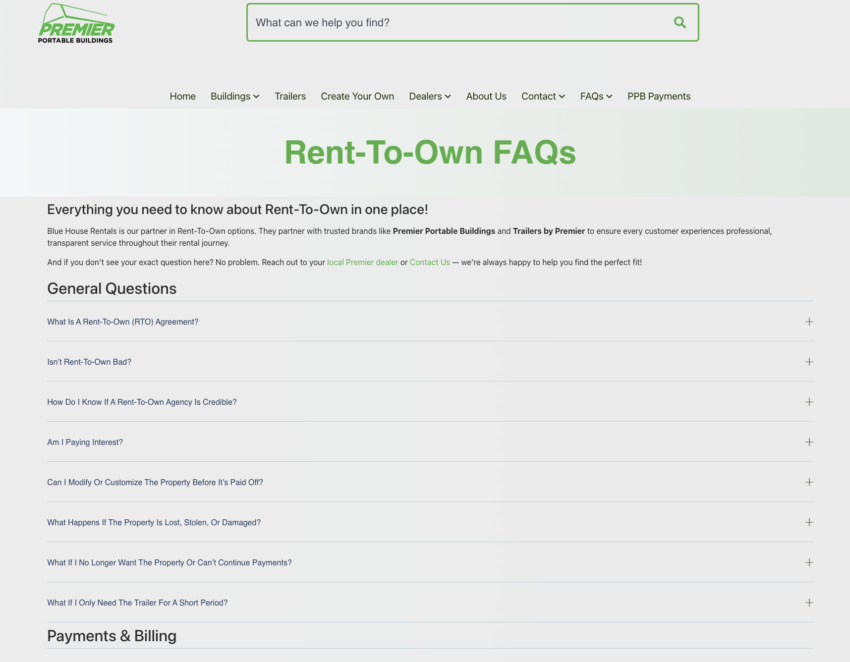 Rent-To-Own FAQs - Premier Portable Buildings