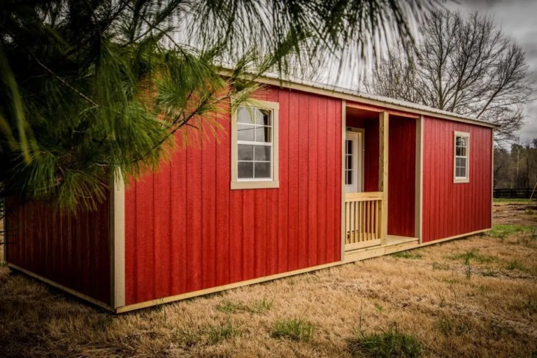 Image of Red Premier Portable Buildings Center Cabin in Red