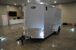 Image of a Trailers By Premier 6X12 Enclosed Single Axle Trailer with a Ramp Rear Door and Side Entry Door.